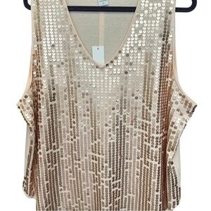 👊🏻 Joan Vass Sequin Sleeveless V-Neck Tank